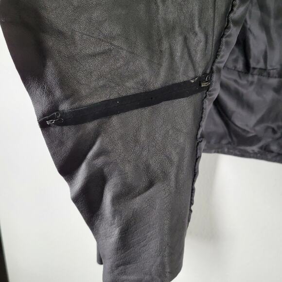 Kenneth Cole Genuine Leather Jacket Blazer Womens XS P Black Waterfall Front - Picture 9 of 14